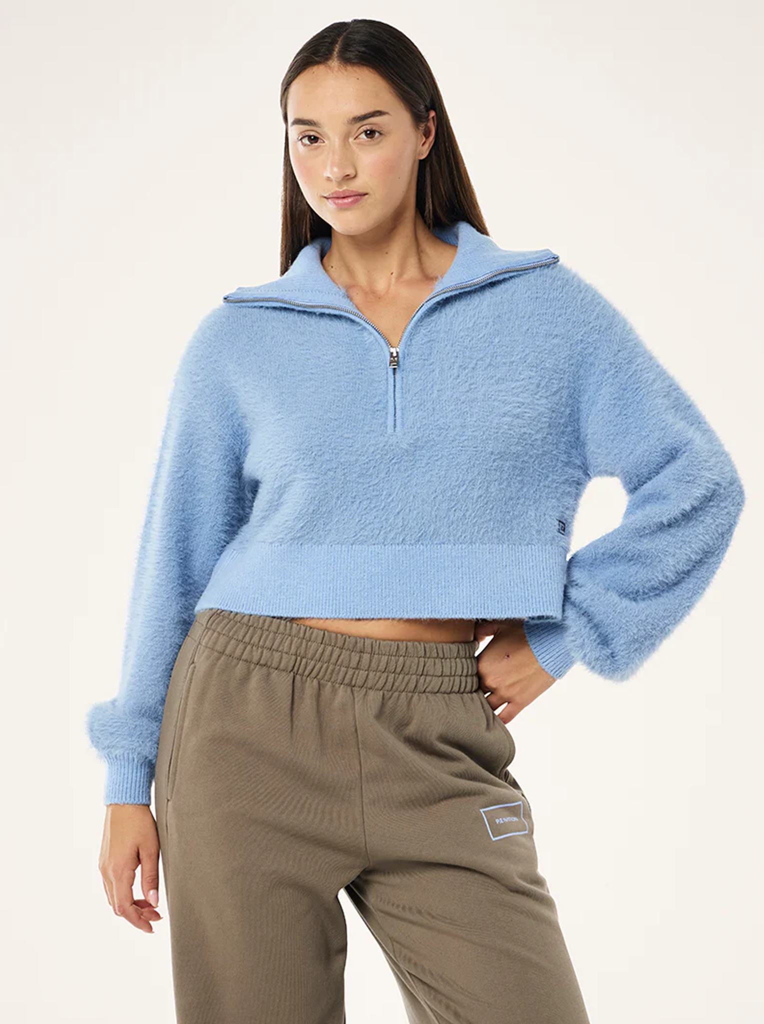 Greenpoint Zip Neck Knit in Dusty Blue