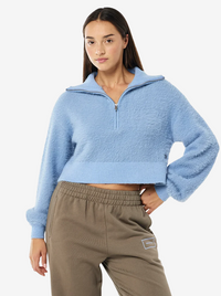 Greenpoint Zip Neck Knit in Dusty Blue