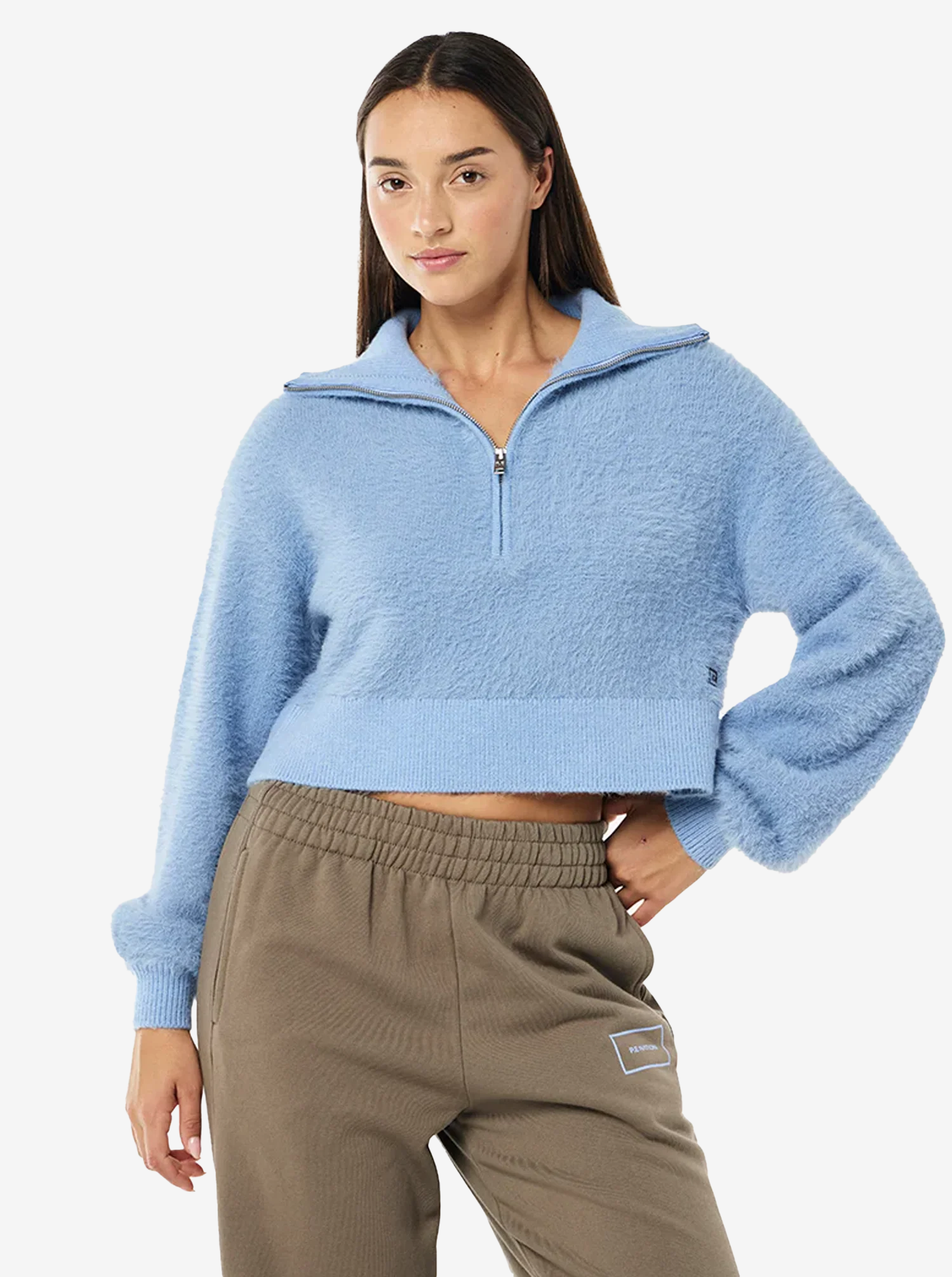 Greenpoint Zip Neck Knit in Dusty Blue