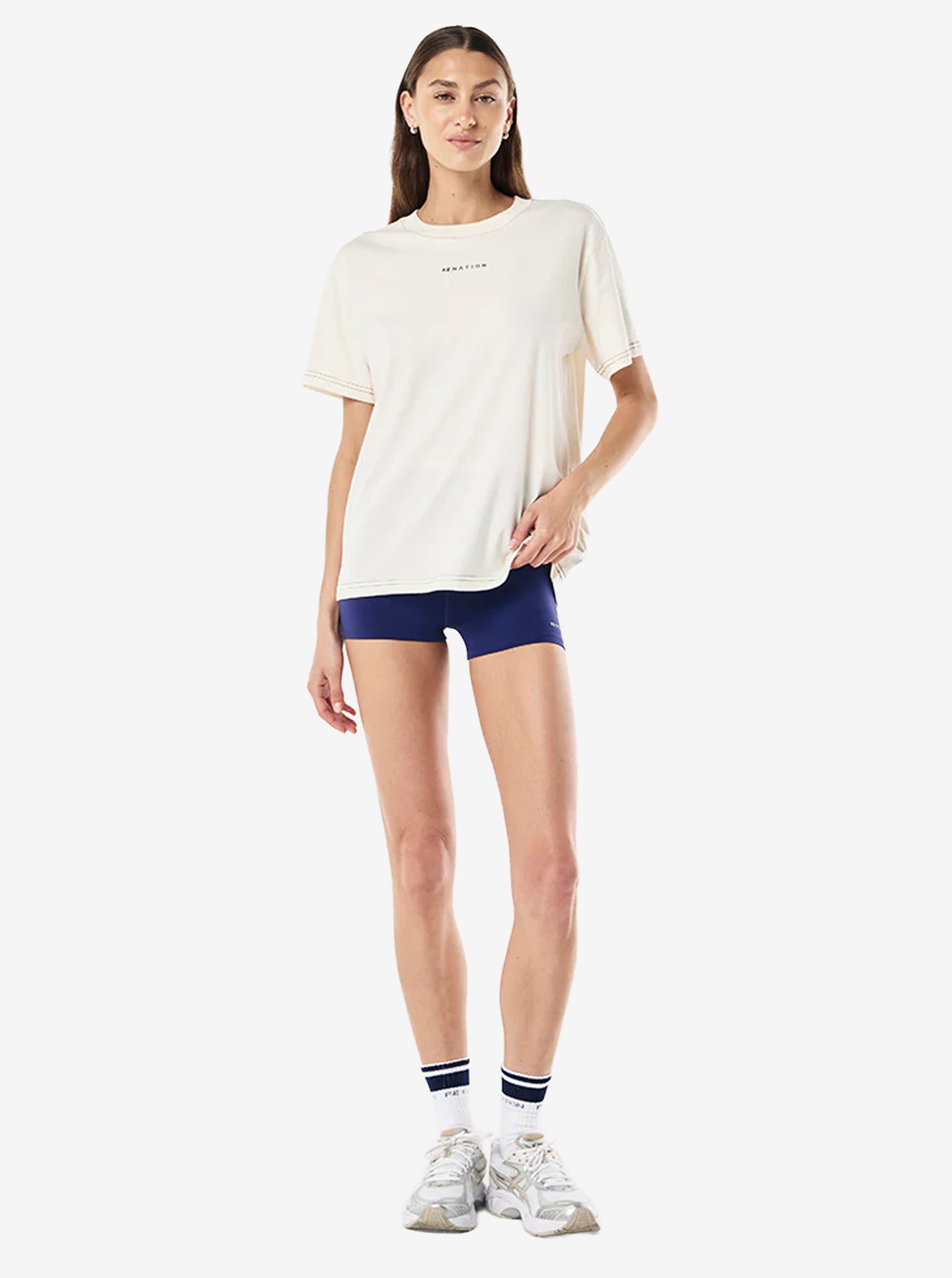 Shift Tee in Whisper White & Major Brown