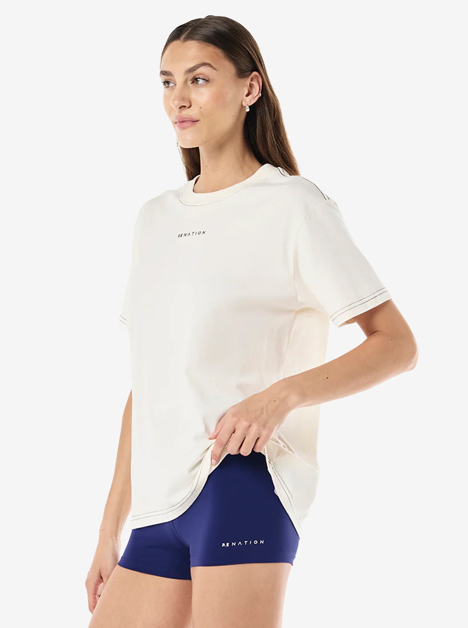 Shift Tee in Whisper White & Major Brown