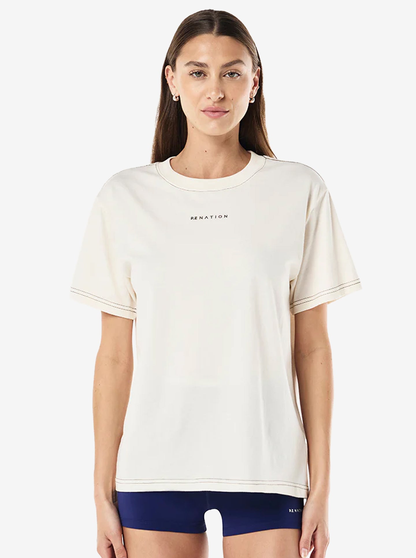 Shift Tee in Whisper White & Major Brown