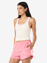 Nexus Rib Tank in Whisper White & Pink Lemonade