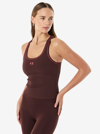 Newus Rib Tank in Mahogany & Diva Pink