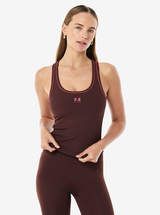 Newus Rib Tank in Mahogany & Diva Pink