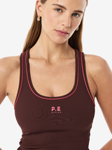Newus Rib Tank in Mahogany & Diva Pink