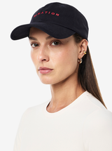 Shift Cap in Dark Navy & Strawberry