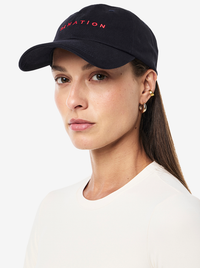 Shift Cap in Dark Navy & Strawberry