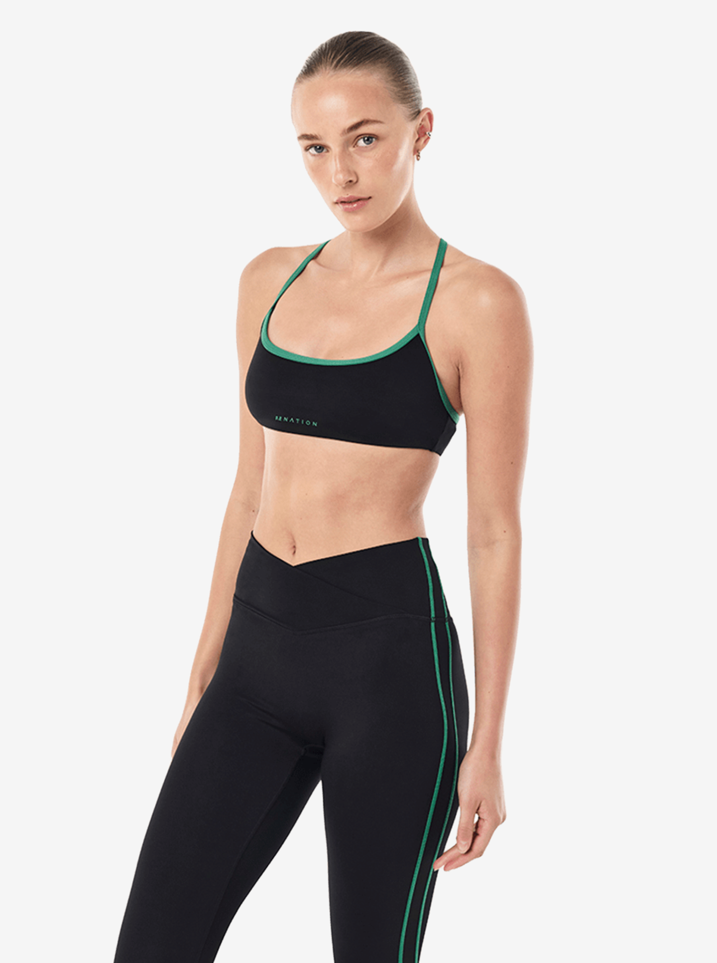 Reveal Sports Bra in Black & Amazon