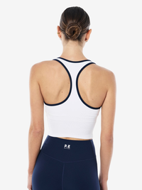 Radar Rib Tank in White & Dark Navy