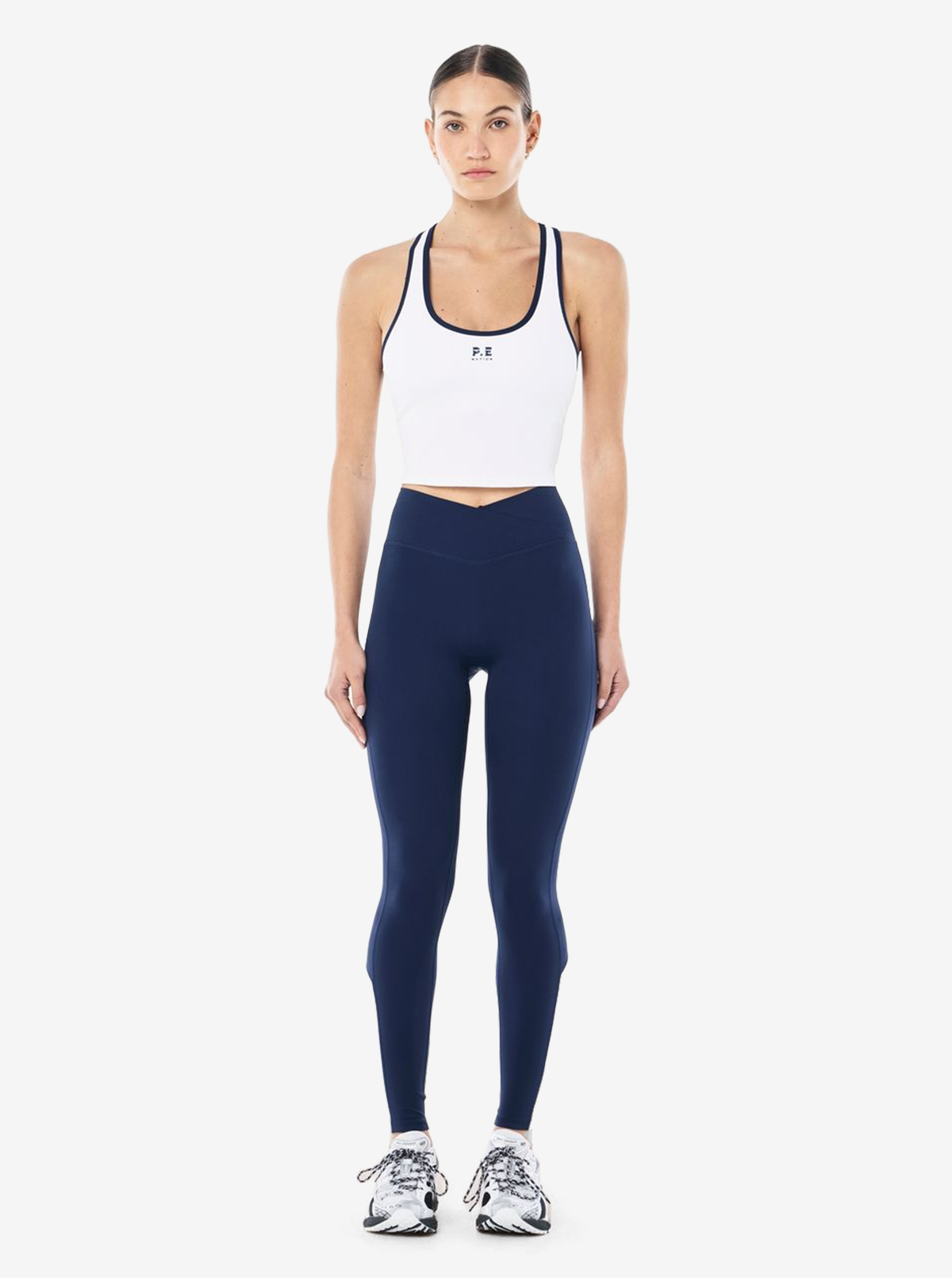 Radar Rib Tank in White & Dark Navy