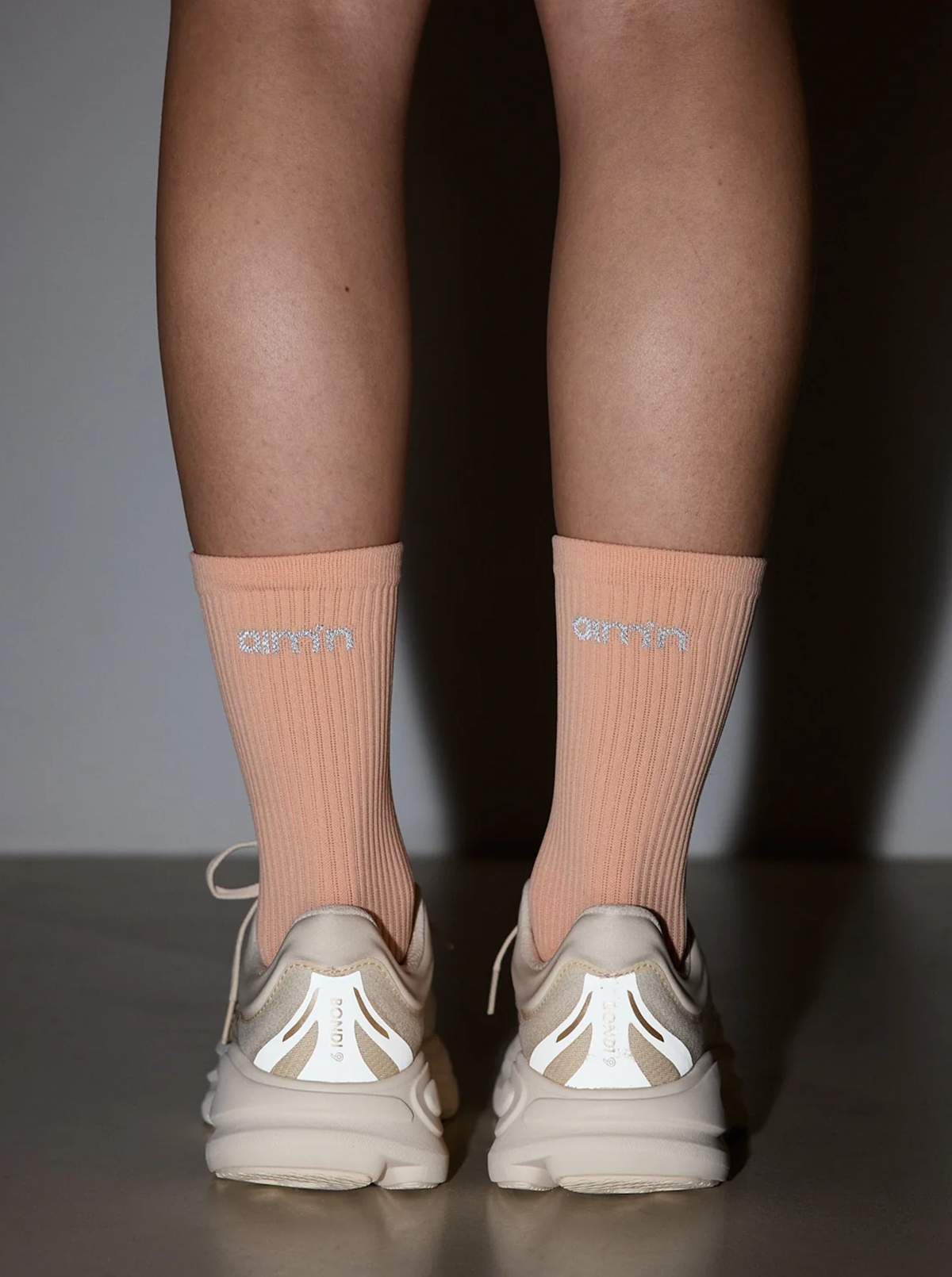 High Running Socks in Peach