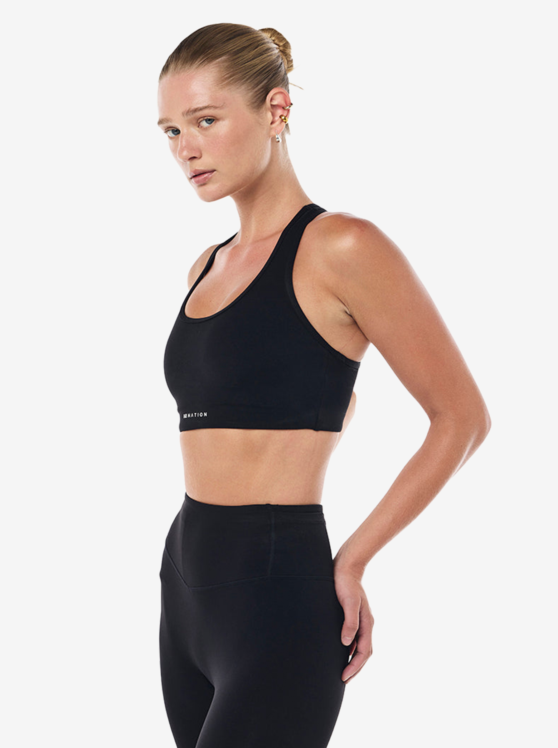 Signature Racer Sports Bra in Black