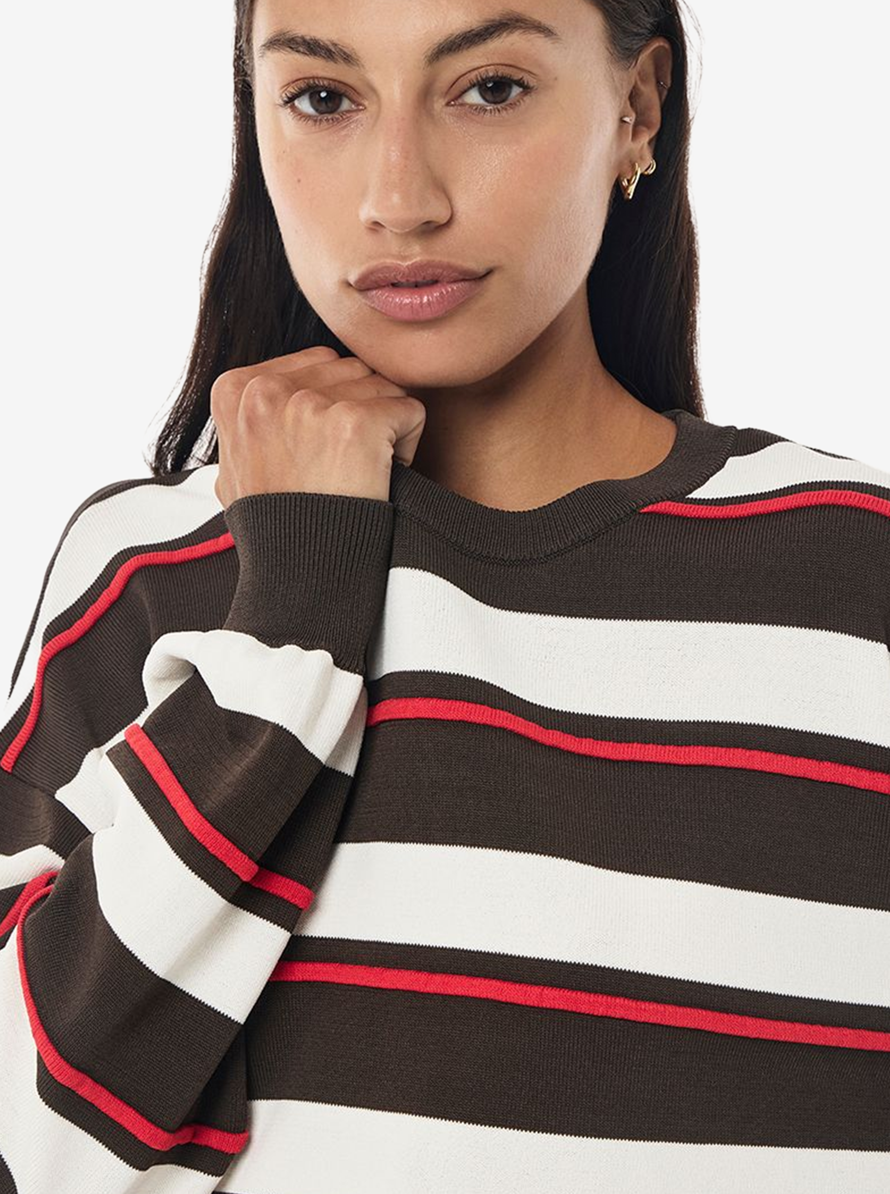 Retreat Stripe Sweater in Dark Olive Stripe