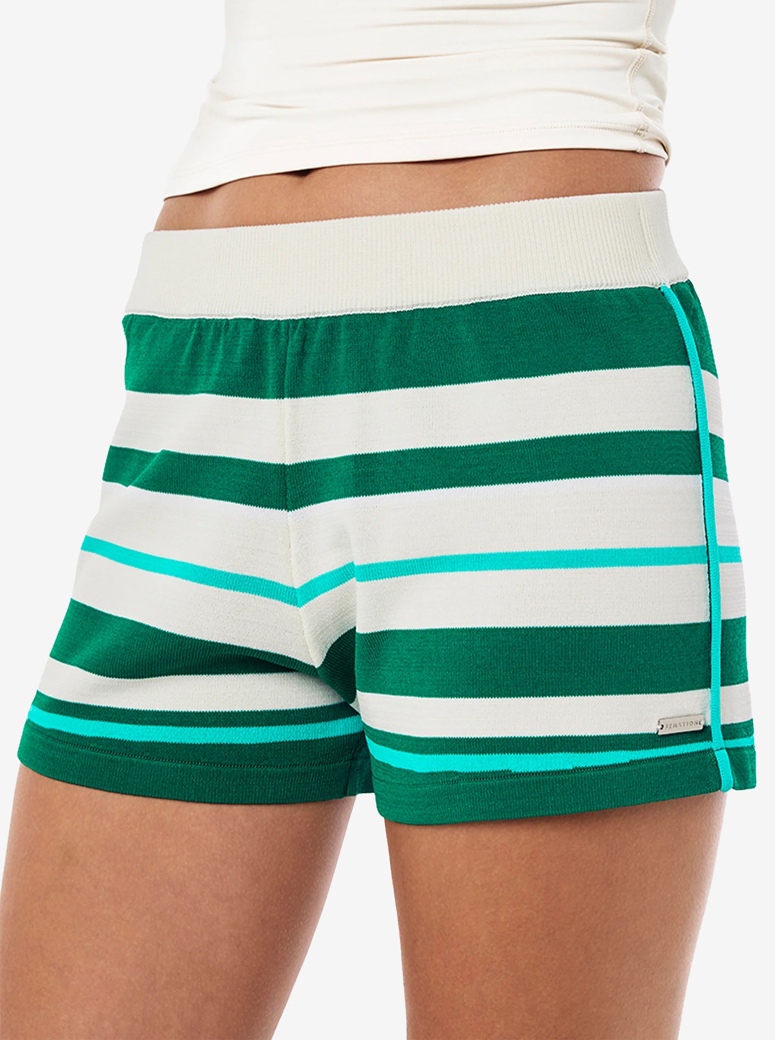 Retreat Stripe Knit Short in College Green
