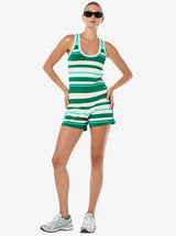 Retreat Stripe Knit Tank in College Green Stripe