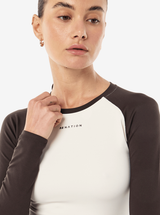 Signature Long Sleeve Top in Whisper White & Coffee