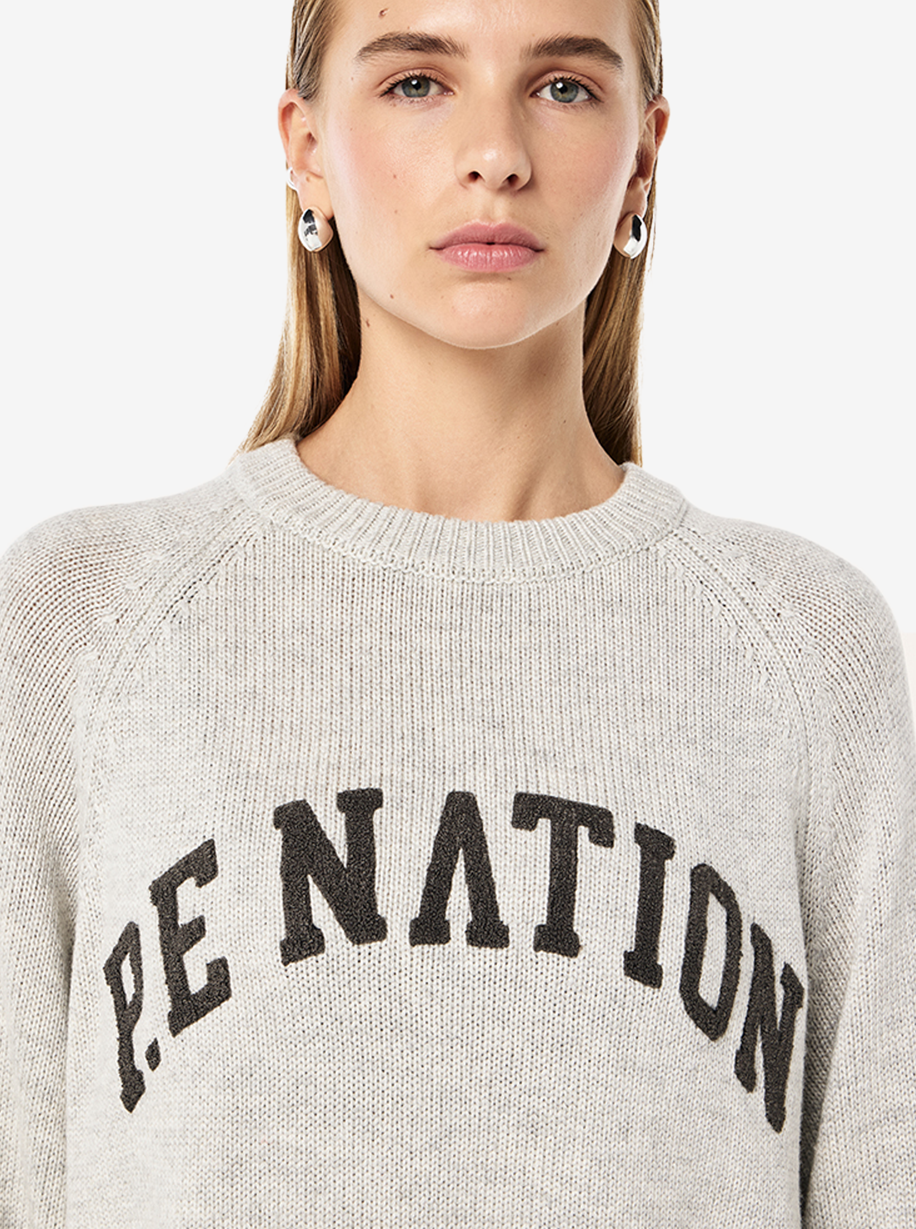 Legacy Knit Crew in Snow Marle & Caviar