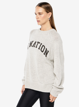 Legacy Knit Crew in Snow Marle & Caviar