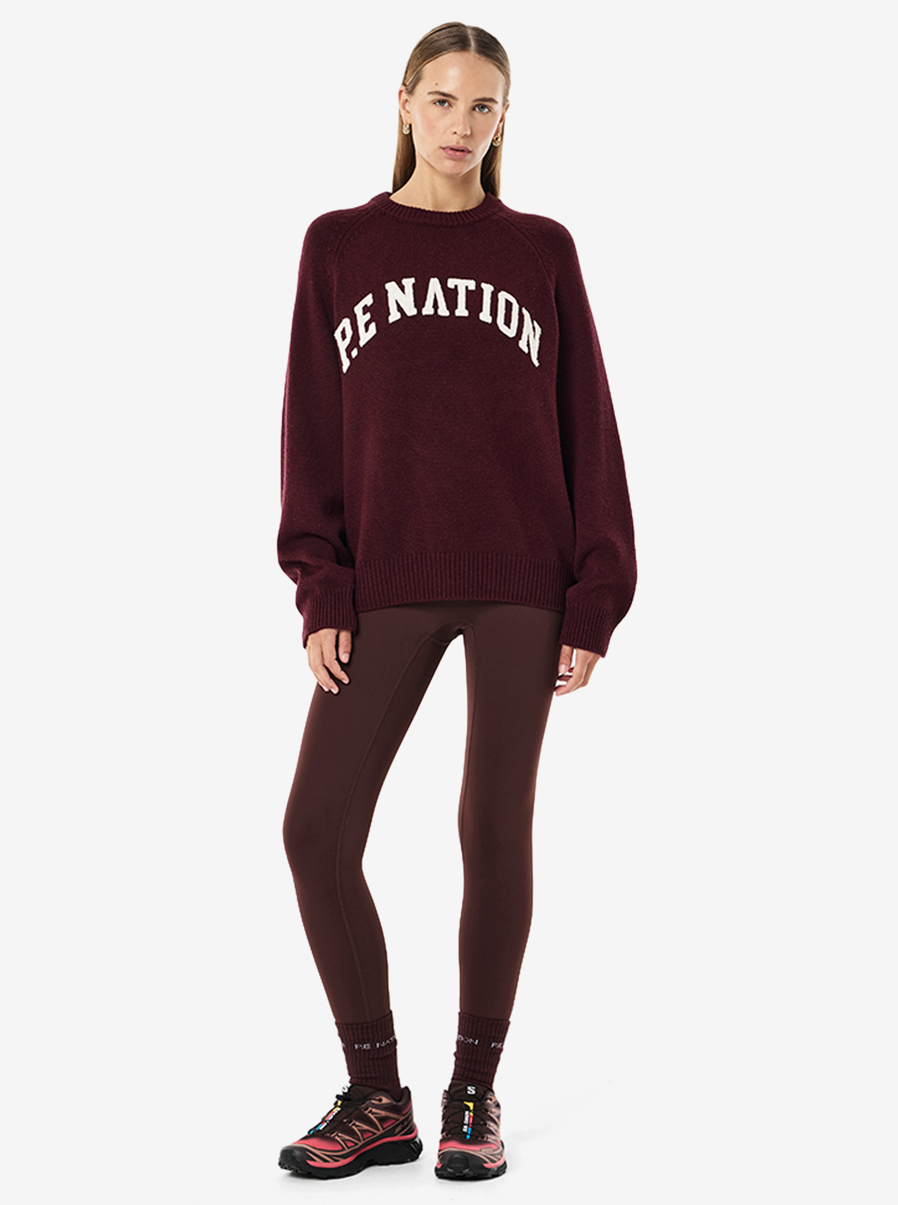 Legacy Knit Crew in Mahogany & Whisper White
