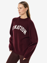 Legacy Knit Crew in Mahogany & Whisper White