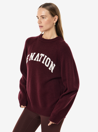 Legacy Knit Crew in Mahogany & Whisper White