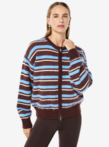 Sable Stripe Knit Bomber in Coffee Stripe