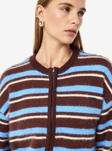 Sable Stripe Knit Bomber in Coffee Stripe