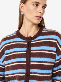 Sable Stripe Knit Bomber in Coffee Stripe