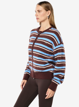 Sable Stripe Knit Bomber in Coffee Stripe