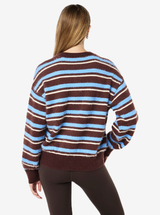Sable Stripe Knit Bomber in Coffee Stripe