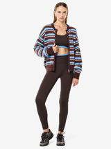 Sable Stripe Knit Bomber in Coffee Stripe