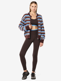 Sable Stripe Knit Bomber in Coffee Stripe