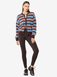 Sable Stripe Knit Bomber in Coffee Stripe