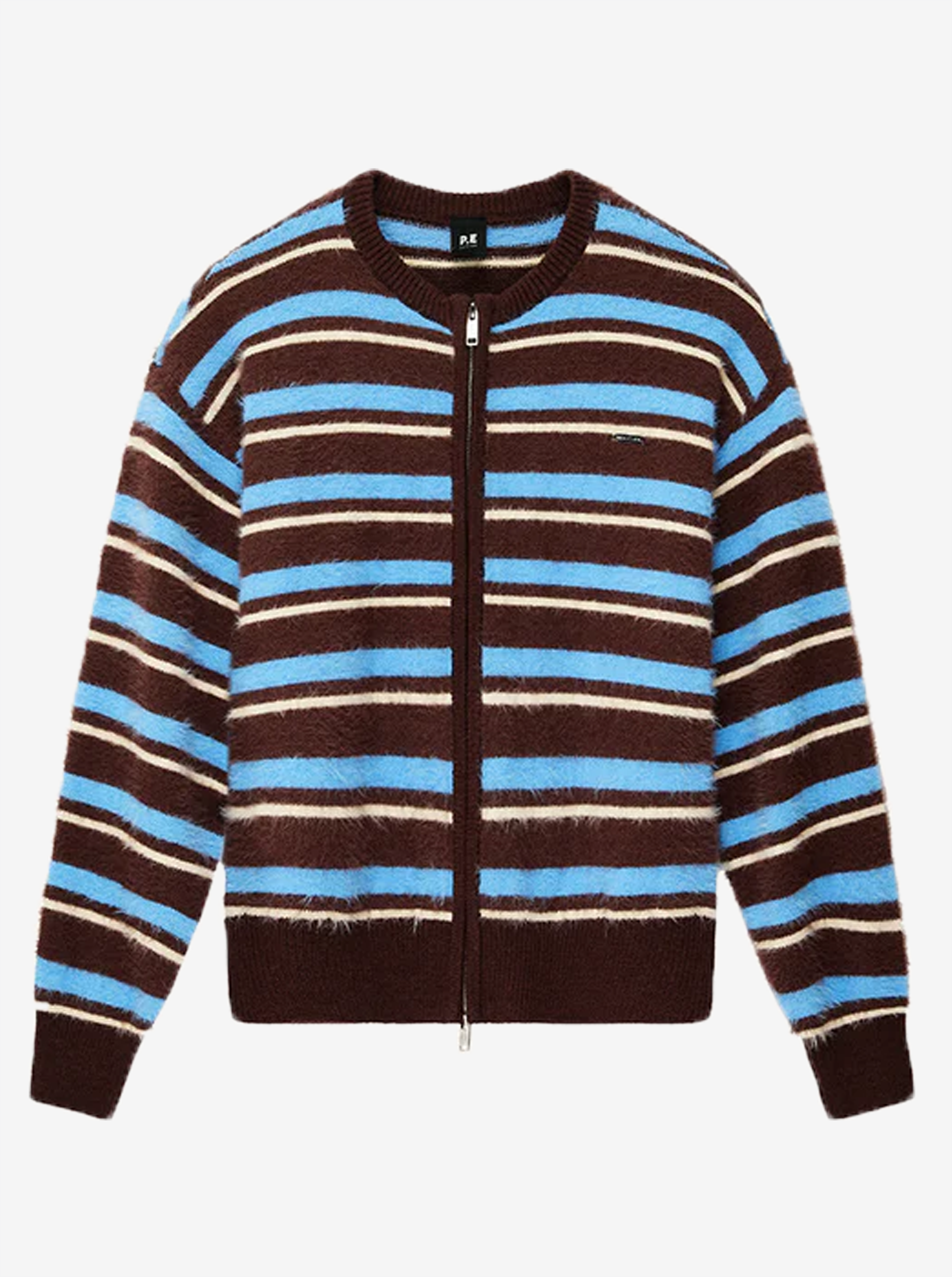 Sable Stripe Knit Bomber in Coffee Stripe