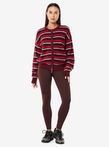 Sable Stripe Knit Bomber in Mahogany Stripe