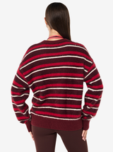 Sable Stripe Knit Bomber in Mahogany Stripe