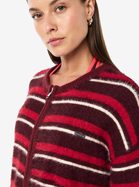 Sable Stripe Knit Bomber in Mahogany Stripe