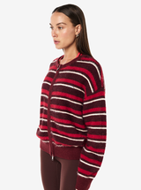 Sable Stripe Knit Bomber in Mahogany Stripe