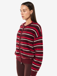 Sable Stripe Knit Bomber in Mahogany Stripe