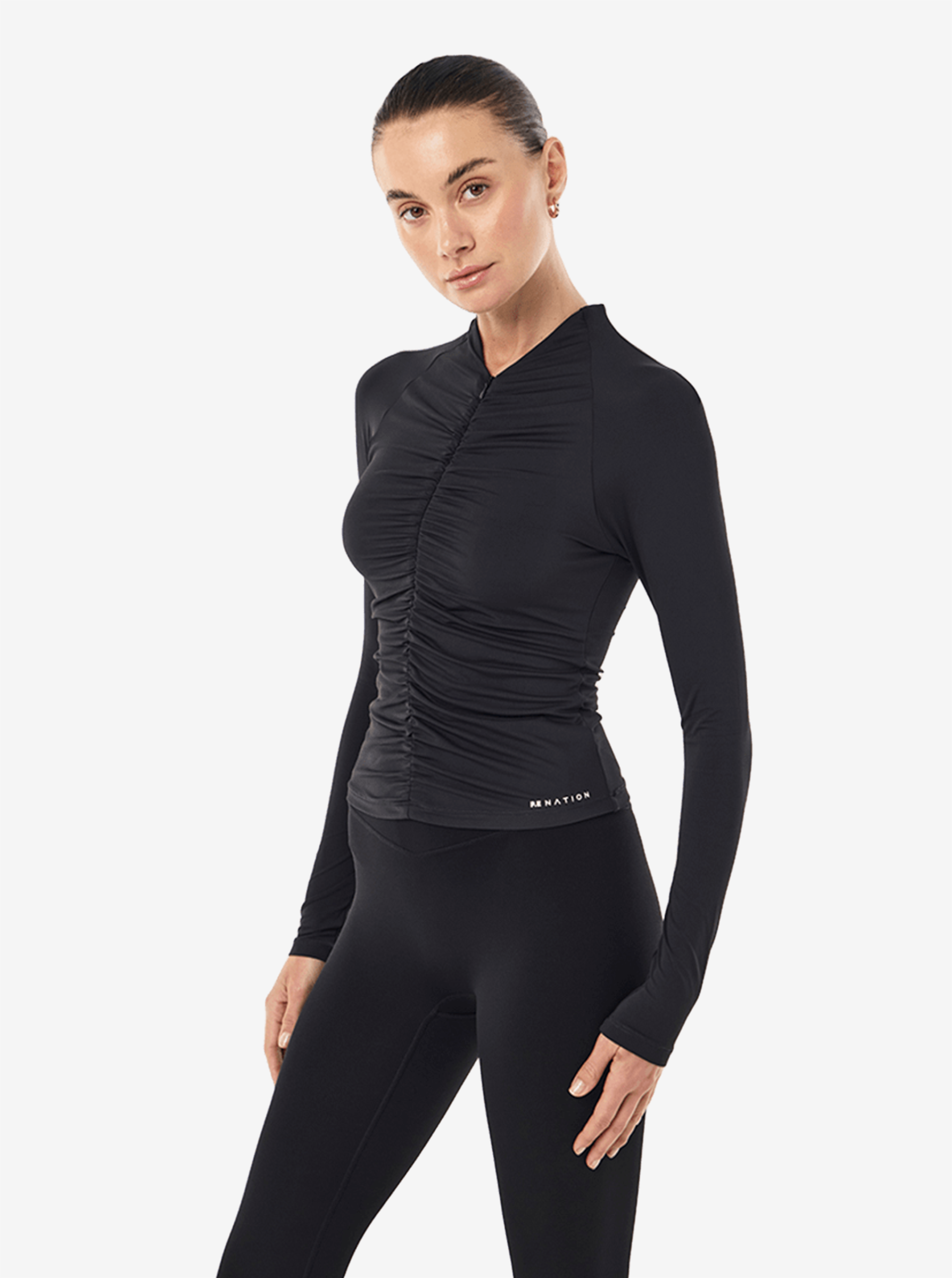 Off Duty Long Sleeve Top in Black