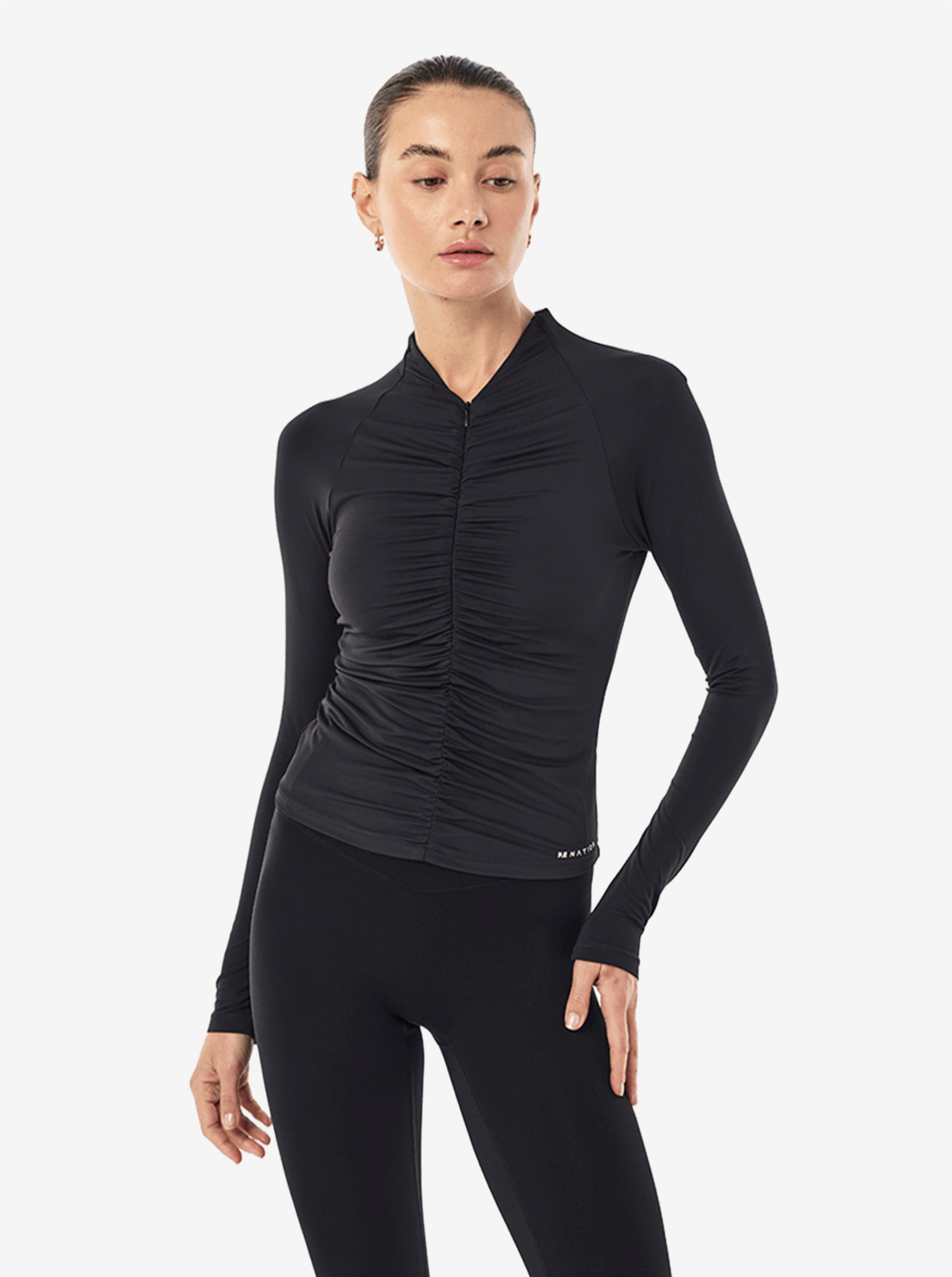 Off Duty Long Sleeve Top in Black