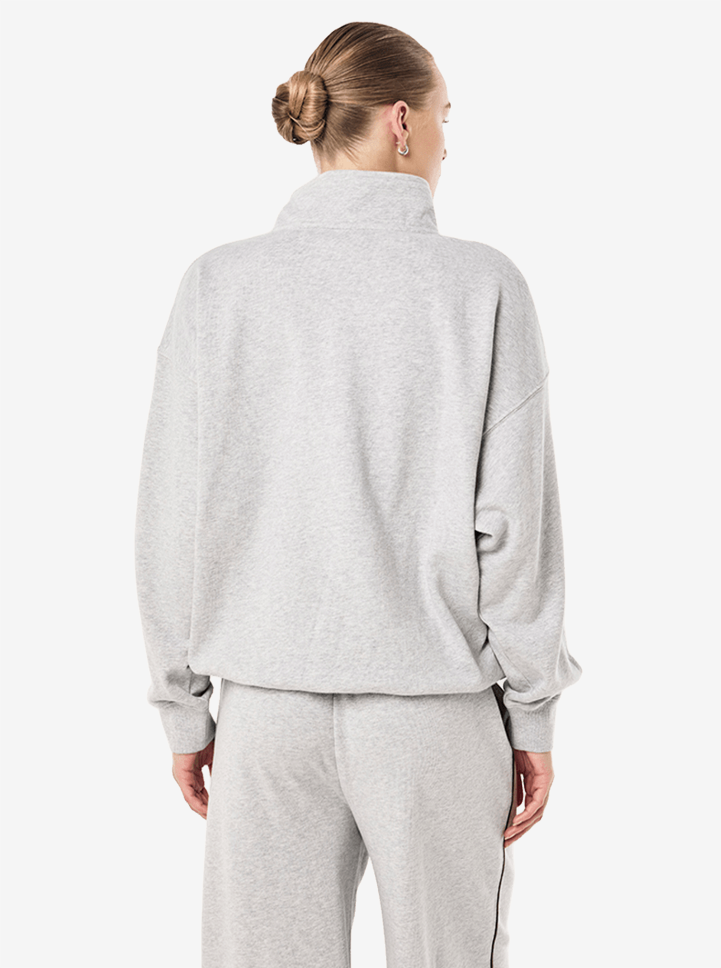 Snap Quarter Zip in Mid Grey Marle