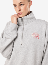 Snap Quarter Zip in Mid Grey Marle