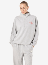 Snap Quarter Zip in Mid Grey Marle