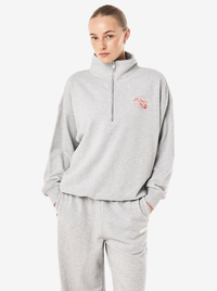 Snap Quarter Zip in Mid Grey Marle