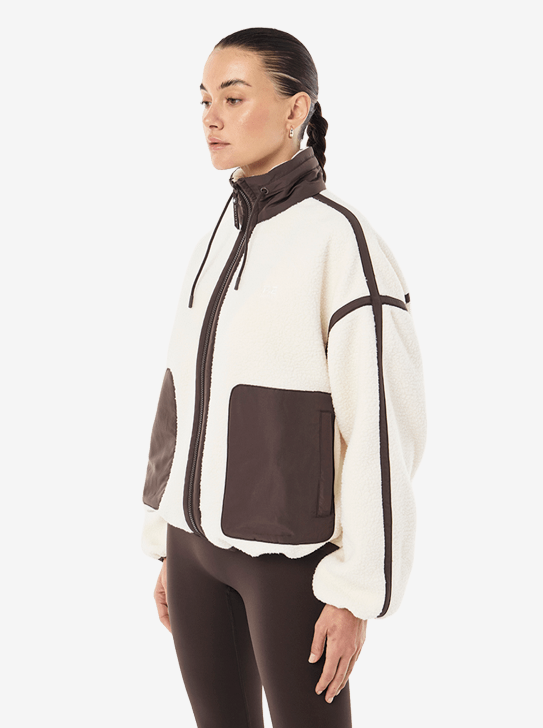 Lennon Sherpa Jacket in Whisper White & Coffee