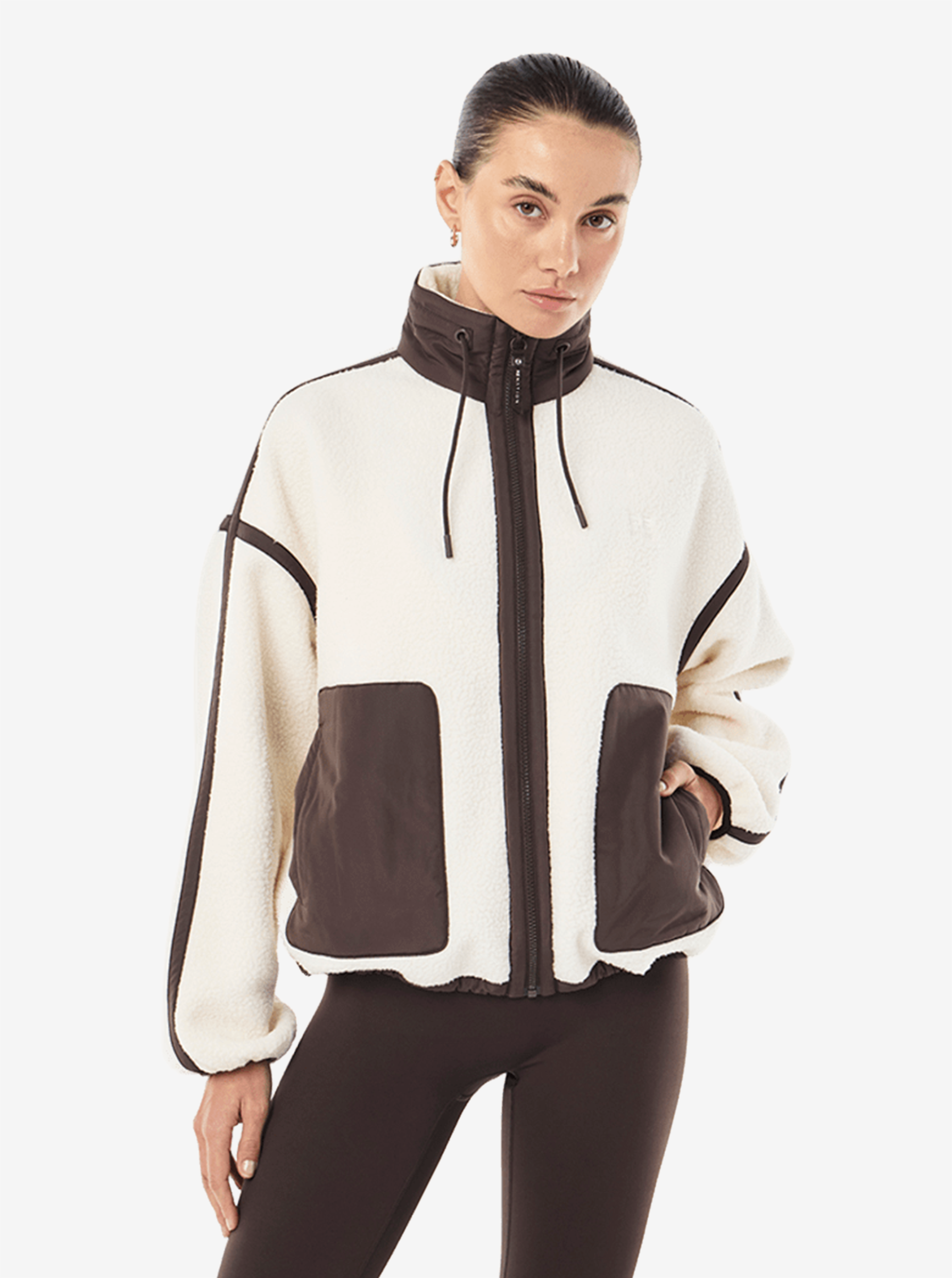 Lennon Sherpa Jacket in Whisper White & Coffee
