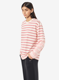 Spark Long Sleeve Tee in Soft Pink Stripe
