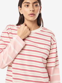 Spark Long Sleeve Tee in Soft Pink Stripe